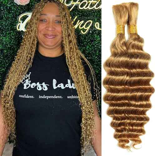 Deep Wave Bulk Human Hair for Braiding No Weft Human Braiding Hair For Boho Braids Brazilian Virgin Human Hair Extensions 100g 2 Bundles Human Hair 22Inch 27#