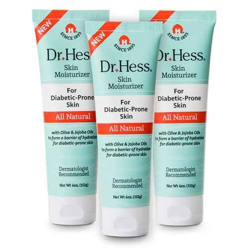 Dr. Hess Skin Moisturizer For Diabetic Prone Skin, Diabetic Skin Relief Moisturizing Body Lotion with Lanolin, Beeswax, Jojoba Oil & Olive Oil, Skin Moisturizer for Dry, 4oz - 3 Pack
