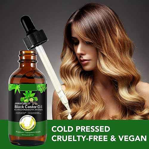Jamaican Black Castor Oil One Single Ingredient 100% Pure Cold Pressed Castor Oil,Stimulate Thicker Fuller Hair Eyelashes Eyebrows Growth Serum,Scalp Face Body Skin Nail Moisturizer for Unisex