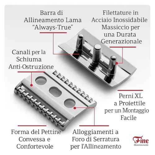 Mr. Fine Premium Double Edge Safety Razor for Wet Shaving, Single Blade Razor, Close Shave, Open-Comb Guard, 100% Metal w/Stainless Steel Core, 5 Feather Blades