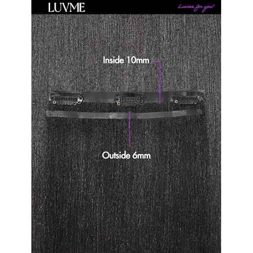 LUVME Yaki Straight Seamless 2 Pack 220g 14Pcs Clip in Hair Extensions Full Max with 14inch Remy Human Hair Extensions, Natural Black 100% Real Soft Hair