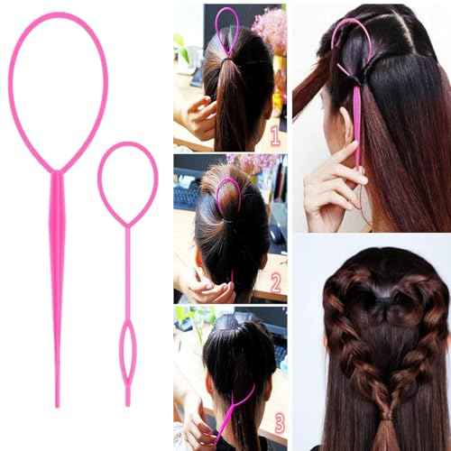 Aigee 8Pcs Hair Styling Combs Set Include 4Pcs Topsy Hair Tail Tools 2 Styles of Rat Tail Comb,1Pcs Bristle Teasing Slick Back hair Brush,1Pcs Edge Control Brush,Eyebrow Brush for Woman Girl Pink