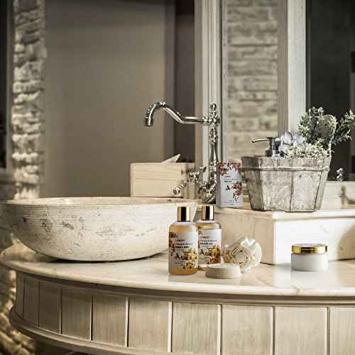 Womens Gifts, Gift Baskets for Women Who Have Everything, Home Spa Honey & Almond Scent, Luxury Bath & Body Set - Shower Gel, Bubble Bath, Body Lotion, Salts, Bath Bomb, Bath Puff & Handmade Basket