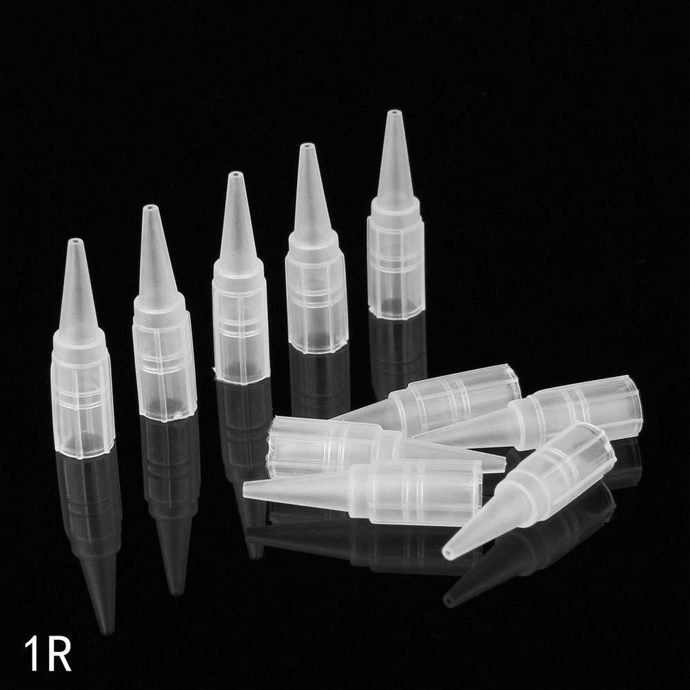 50PCS White Eyebrow Tattoo Needle Tips Permanent Makeup Tattoo Nozzle Caps Disposable (3R)