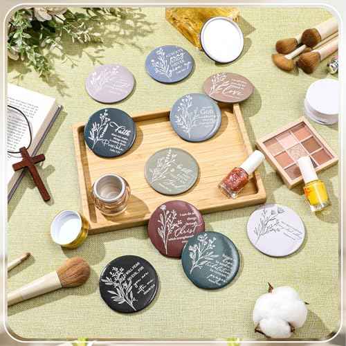 40 Pcs Christian Compact Mirrors for Women Inspirational Bible Verse Scripture Pocket Mirrors Bulk Mini Purse Makeup Mirror for Grandma Pastor's Wife Christmas Thanksgiving Church Party Favor