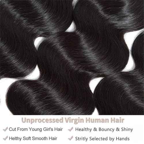 12A Human Hair Bundles Body Wave Bundles Human Hair Raw Human Hair Bundles Virgin Bundles 100% Unprocessed Weave Bundles Human Hair Extensions Natural Color 26 Inch