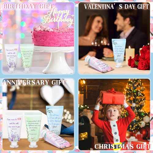 Landhoow 24 Pack Christmas Christian Hand Cream Bulk for Women Thanksgiving Bible Travel Hand Lotion Set Religious Bible Verse Gift for Employee Coworker Team Church Wedding Homeless