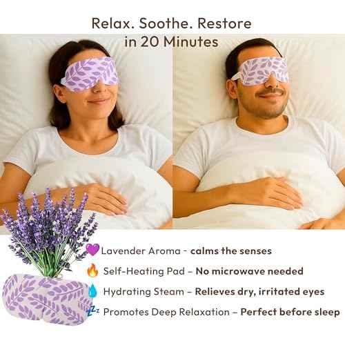 Steam Eye Mask - 16 Pack Lavender Self-Heating Warm Compress for Dry Eyes, Puffy Eyes Relief, Cornea Care, and Relaxation ? Soothing & Comfortable Heated Eye Pads