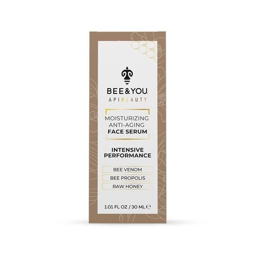 BEE and YOU Anti Aging, Anti Wrinkle Face Cream Serum, Dark Spot Remover, Moisturizer, Pore Minimizer Skin Care, Bee Propolis Extract, Raw Honey, Bee Venom and Hyaluronic Acid, 1.0 fl. Oz