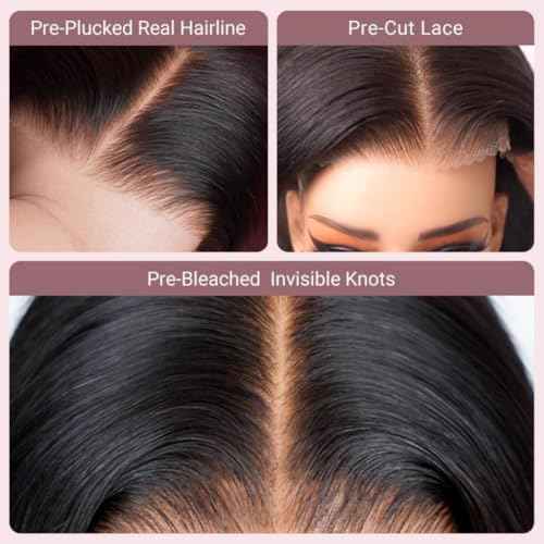 west kiss Pre Cut Straight Bob Wig Human Hair Ready to Wear 4x7 Closure Bob Wig Pre Cut & Pre Bleached Human Hair Wigs With Adjustable Straps for Easy Installation 10 Inch