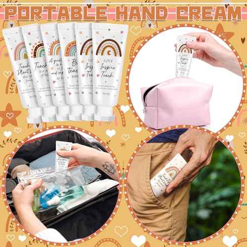 12 Pcs Christmas Teacher Appreciation Gift Bulk Hand Cream Boho Rainbow Employee Staff Appreciation Hand Lotion Teacher Team Thank You Gift Bulk for Christmas Thanksgiving Party Favor Stuffers