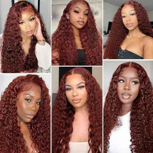 Reddish Brown Bundles Human Hair Water Wave Bundles #33 Copper Red 3 Bundles 30 32 34 Inch Brazilian Remy Auburn Brown Human Hair Extensions 300g Total Double Weft for Women