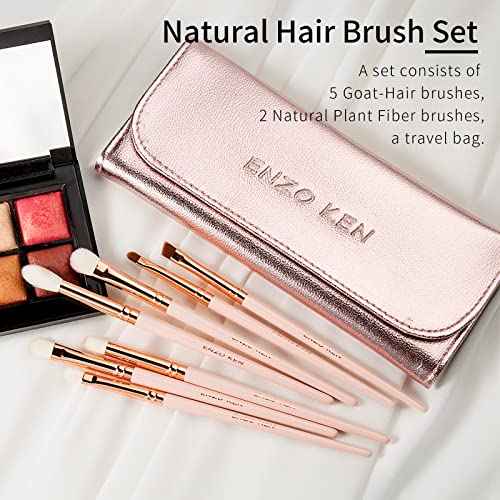 Natural Goat Hair Eye Shadow Brush Set Professional, Blending Eyeshadow Brush Set with Case, Small Nose Contour Brushes, Natural Hair Eyeshadow Brushes, Eye Brush, Eyeshadow Blending Brush.
