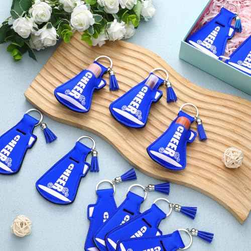 20 Pcs Cheerleading Gifts Natural Bulk Lip Balm Holder with Tassel Hangable Keychain Set for Team Cheer Gifts