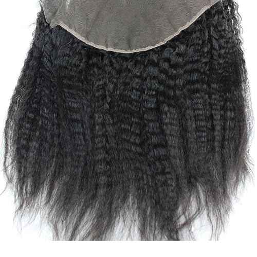 Dreambeauty 13¡¿6" Transparent Full Lace Frontal Closure Kinky Straight Ear to Ear Free Part Unprocessed Brazilian Virgin Human Hair Extensions With Baby Hair Bleached Knots Natural Color (22 Inch)