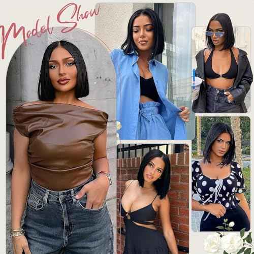 Wear and Go Glueless Bob Wig Human Hair Pre Plucked Pre Cut 4x4 HD Transparent Lace Front Wigs for Black Women Straight Short Bob Wigs Human Hair 180 Dentisty Natrual Color 12 Inch