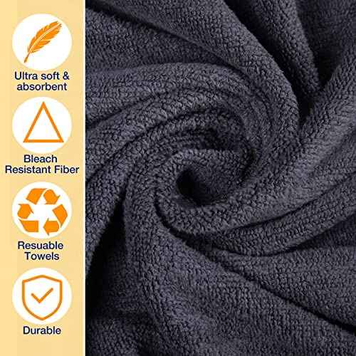 Newwiee 72 Pack Microfiber Bleach Proof Towels Bulk for Salon 18 x 30 Inch Dry Lint Free Hair Drying Hand Towels for Hair, Gym, Bath, Spa, Shaving, Barber(Grey)