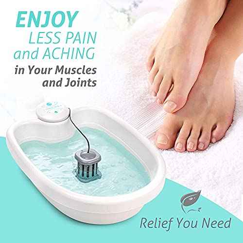 BioEnergizer Foot Spa Pro | Foot Bath Basin Machine for Cramped Muscles, Aching Feet, Stimulates Blood Flow, & Hydrates Skin | Comes w/Sea Salt & 30 Basin Liners (Foot Spa Pro)