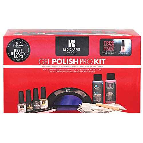 RC Red Carpet Manicure Pro Kit ? Complete Gel Nail System with Black Pro LED Light, Long-Lasting, Chip-Resistant Gel Nails Manicure Kit for Healthy, Glossy Nails at Home.