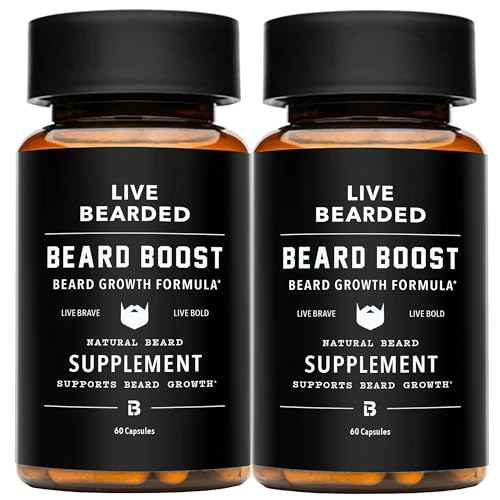 Live Bearded Beard Boost - Beard Growth Vitamins for Men with Biotin, Collagen, Silica, Fo-Ti Root - Facial Hair Growth for Men, Made in The USA | 60-Day Supply