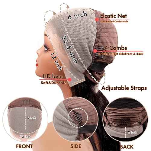 28 Inch Brown Straight Wig Human Hair 13x6 Hd Lace Front Human Hair Wigs For Black Women Glueless Lace Front Wigs Pre Plucked 180% Density Brown Wig