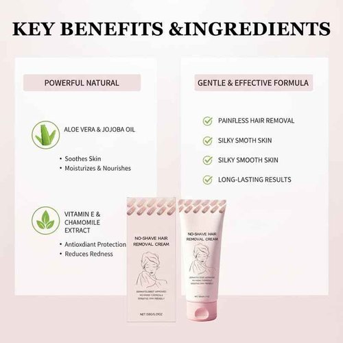 Hair Removal Cream, No Shave Hair Remover for Women, Fast and Gentle, Moisturizes and Nurtures Skin, Leaves Skin Smooth & Soft, 5.29 oz (1)