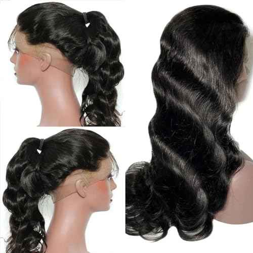 360 Transparent Lace Body Wave Wig Remy Human Hair Updo Pre Plucked Glueless Frontal Wigs Hair Extrenstion with Baby Hair (20inch, 360 Natural color)