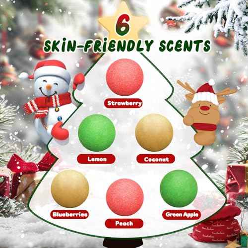 Christmas Bath Bombs for Kids with Surprise Toys Inside, 2025 Christmas Stocking Stuffers Gift for Kids, 6 Pack Bubble Bath Bomb for Boys Girls Toddlers