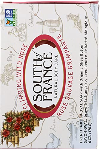 South Of France Climbing Wild Rose French Milled Oval Bar Soap With Organic Shea Butter, 6 Oz