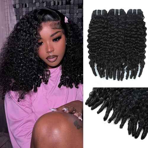 Burmese Curly Bundles Human Hair 16 18 20 Inches 3C4A Raw Virgin Human Hair Bundles with Spiral Curly End 3 Bundles Kinky Curly Human Hair Bundles Quick Weave Hair Natural Black