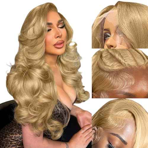 Honey Blonde Lace Front Wig Human Hair 13x4 Hd Lace Frontal Wigs 150% Density Honey Blonde Wig Human Hair 27# Colored Body Wave Wigs Pre Plucked With Baby Hair 20Inch