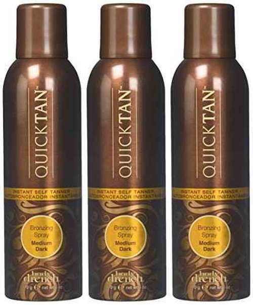 Body Drench QuickTan Bronzing Spray Instant Self Tanner, Medium/Dark, 6 Fl Oz (Pack of 3)