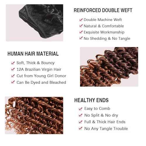 18 20 22 Inch T1B/4/30 Deep Wave Human Hair Bundles Ombre Brown Brazilian Virgin Remy Hair 3 Bundles