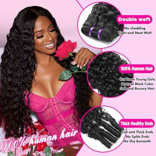 Burmese Curly Human Hair 3 Bundles 18 20 22 Inch 14A Unprocessed Virgin Burmese Water wave Hair Extension Real Human Hair Natural Color Spiral Curly End 3C4A Human Hair Weft Extensions