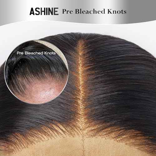 ASHINE 5x5 HD Lace Closure Body Wave Straight Human Hair 5x5 Real HD Lace Closure Invisible Bleached Knots Pre Plucked with Baby Hair Natural Hairline 16 Inch
