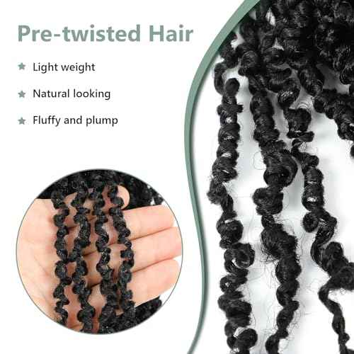 Yanky Twist Crochet Hair 16 Inch 8 Packs Crochet Yanky Twist Hair Spring Mini Twist Crochet Hair Extensions 1B Bohemian Passion Twist Braiding Hair for Black Women