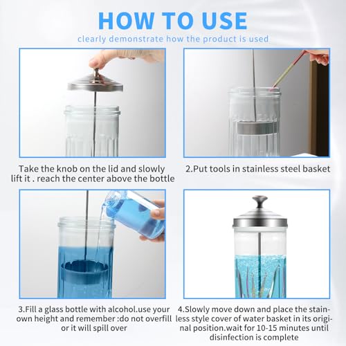 42.3 Oz Barbicide Disinfectant Jar with anti-slip pad, Disinfectant Jar Large for Nail Tools, Barber Shop&Spa Implements Barbicide Containers with Removable Straining Tray(1250 ml)