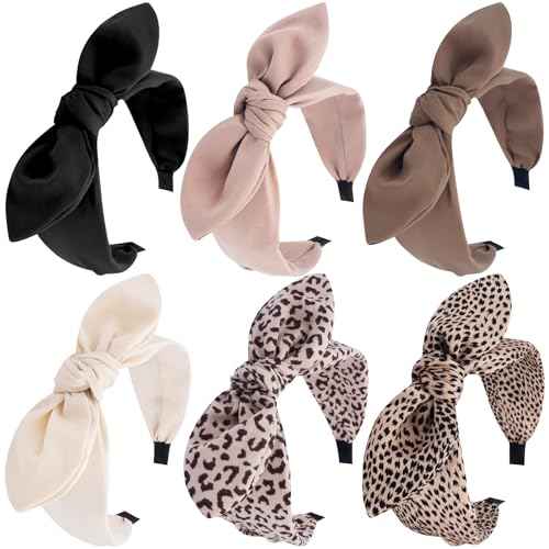 TOBATOBA Bow Headbands for Women Leopard Headband Cheetah Print Headband Cute Black Bow Head bands Women Top Knot Hairbands Hair Accessories