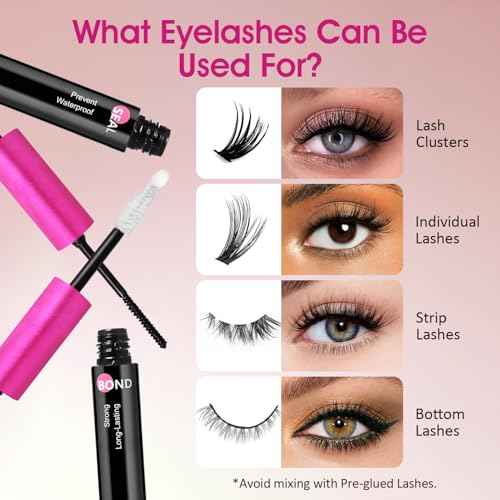 Lash Bond and Seal Waterproof for 72 Hours, 2-in-1 Lash Cluster Glue Long Lasting Lash Glue for Eyelash Clusters - 5ml+5ml