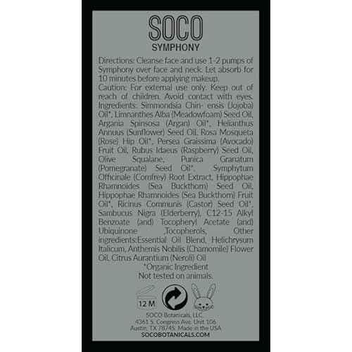 SOCO Botanicals Face Oil Serum - Anti Aging Organic Elixir for Face and Eyes with Sea Buckthorn, Argan, Rosehip & CoQ10, Neroli & Immortelle Essential Oil Blend