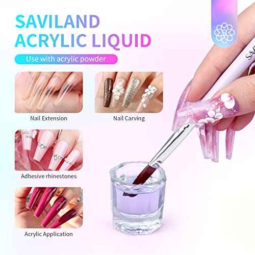 Saviland 4.06 oz Monomer Acrylic Nail Liquid ? 120ml Acrylic Liquid for Acrylic Powder Non-Yellowing Formula for Acrylic Nails Application Nail Extension & Carving Nail Starter Home DIY