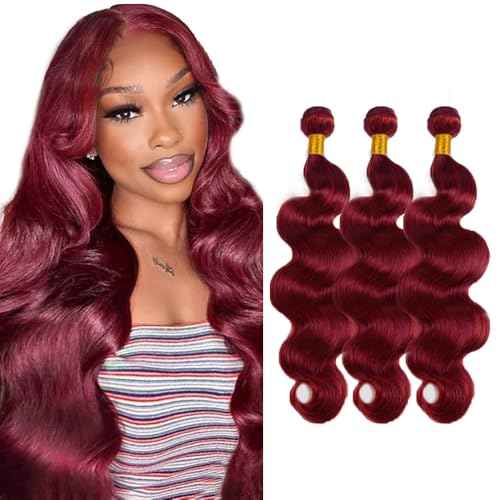 26 26 26 inch Burgundy Human Hair Bundles 99j Body Wave Bundle Red Human Hair Weave Bundles Burgundy Body Wave Bundle