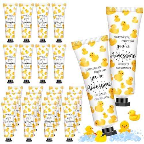 24 Pcs Positive Duck Gifts for Coworkers Hand Cream Mini Lotion Bulk Team Appreciation Gift Emotional Support Positive Ducks Gifts for Duck Lovers Women Employee Group Christmas Social Workers