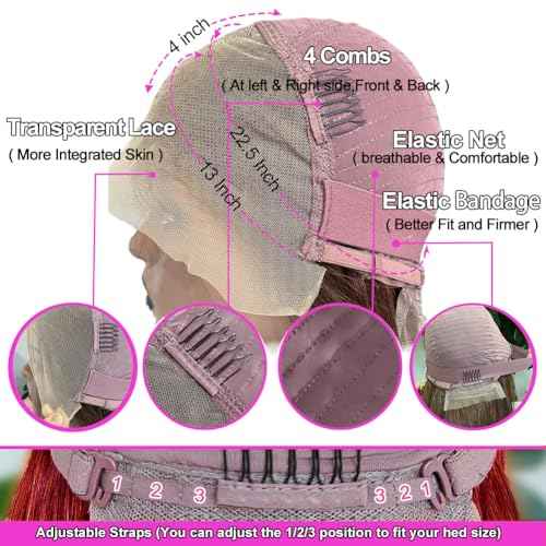 Red Lace Front Wigs Human Hair Body Wave Hot Red 13x4 HD Transparent Lace Front Wig Human Hair Wear and Go Glueless Wig Pre Plucked with Babyhair 28 Inch Colored Hd Lace Frontal Wigs For Black Women
