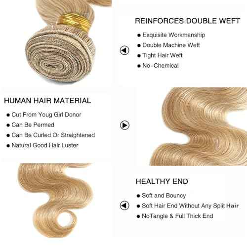 P27613 Bundles Highlight Body Wave Human Hair Bundle Ombre Hair Weave Two Tone Honey Blonde Mixed With 613 Bundle Blonde Body Wave 3 Bundles 34 34 34 Inch