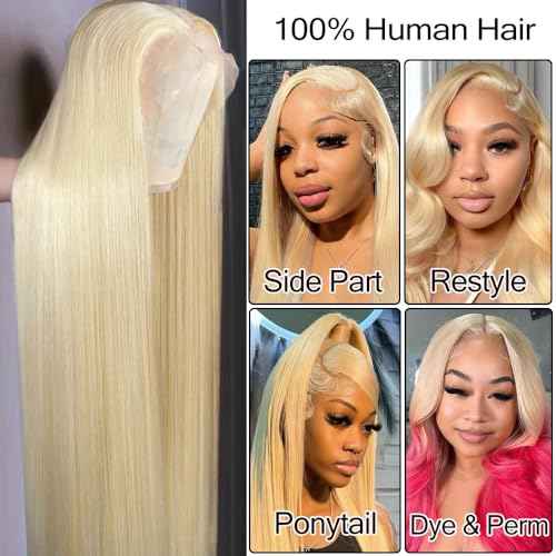 ORIGEN 613 Blonde 13x6 Lace Front Human Hair Wig Pre Plucked Straight HD Frontal Glueless Wigs with Baby Hair for Black Women 180% Density 22 Inch
