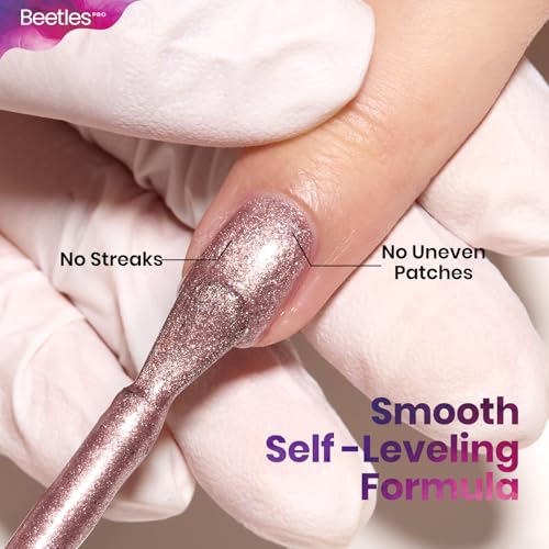 Beetles Pro Shimmer Gel Polish - Existential Pink, Rose Gold Color 20ML Pink Shimmer Gel Polish, UV Nail Lamp Cure Needed Nail Arts Salon-Quality Shine Long Lasting