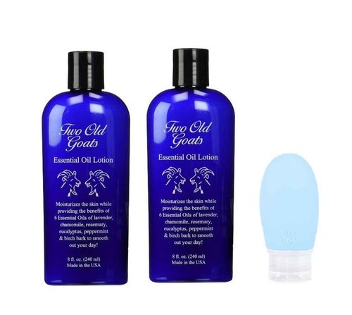 Two Old Goats Lotion 8oz (Pack of 2) - with Exclusive Travel Bottle