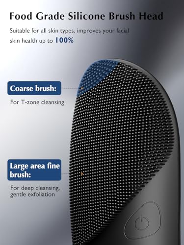 Facial Cleansing Brush Silicone Face Scrubber: COSLUS Waterproof Rechargeable Face Wash Brush, 4 Cleansing Modes, Electric Face Exfoliator for Men Women Cleaning, Exfoliating, Massaging