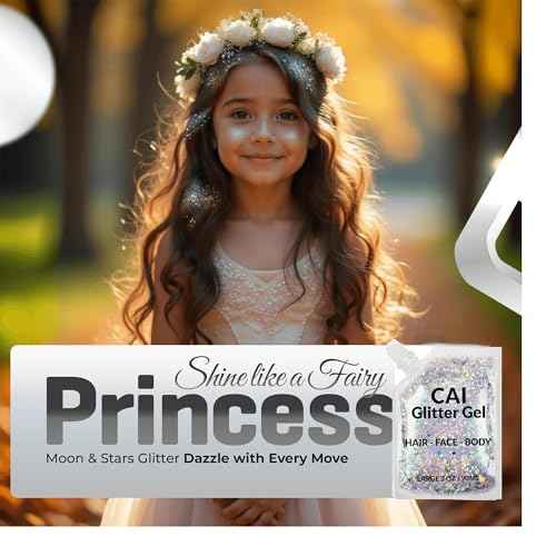 Face, Body & Hair Glitter Gel ? Halloween Glitter for Kids and Women ? 3 Oz Cosmetic-Grade Gel w/Moon & Stars for Festivals & Halloween Party, Easy Apply & Wash Off - Silver/Pink 2Pack